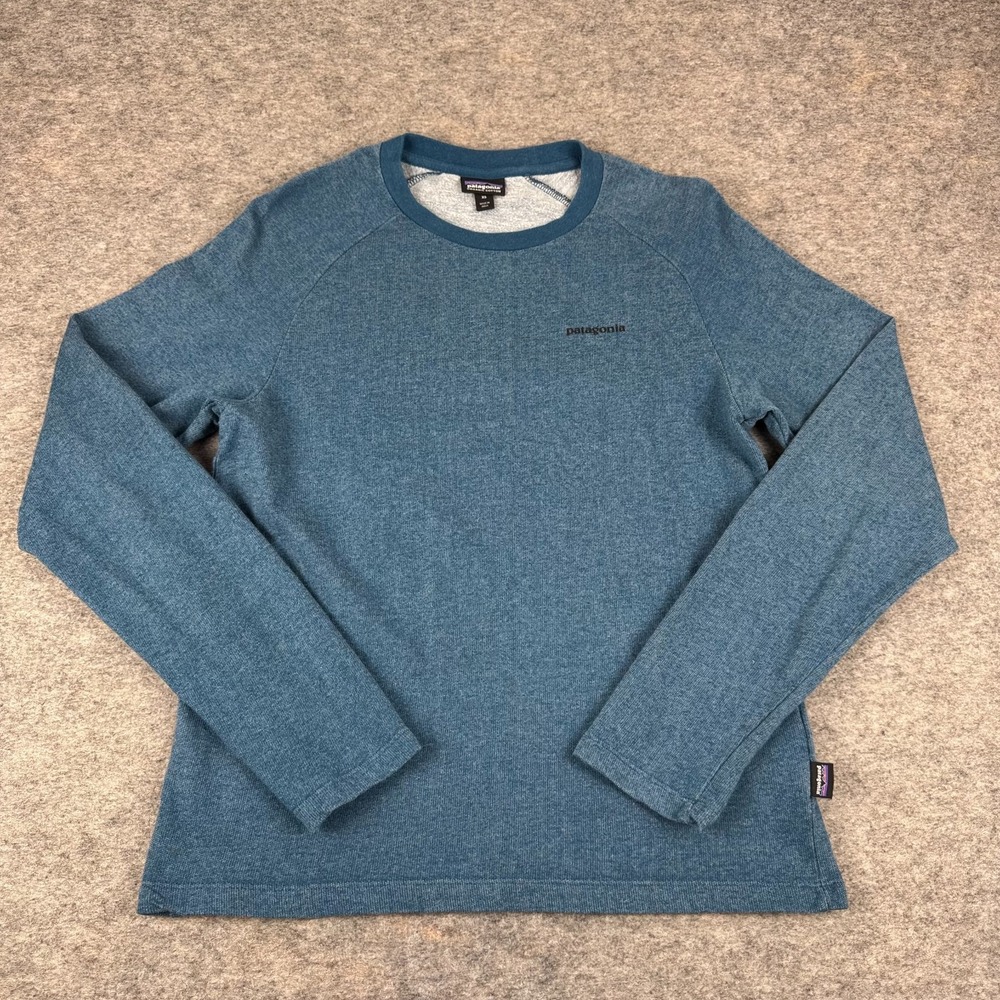 Patagonia P-6 Logo Sweatshirt Long Sleeve Organic Cotton Blue Mens XS - Picture 1 of 11